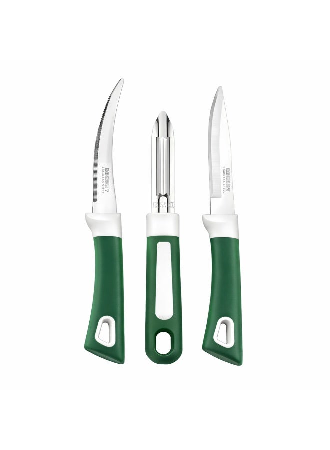 ديسينت ديسنت 3 بيسز كيتشن نايف سِت – نون ستك نايف سِت وِذ آوت ستاند | ستينلس ستيل بليدز – رَست ريزِستَنت | بلاين نايف 21.2 سم، ليزر نايف 21.2 سم آند بيلَر 18.8 سم - Image 1